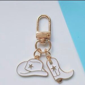 Gold & White Western Cowgirl Key Chain | Western Purse Charm Accessory